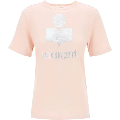 T-Shirts,T-Shirt mit metallischem Logo-Print - Isabel Marant Étoile - Modalova