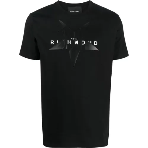 Sternenlogo T-Shirt Baumwolle Rundhals , Herren, Größe: S - John Richmond - Modalova