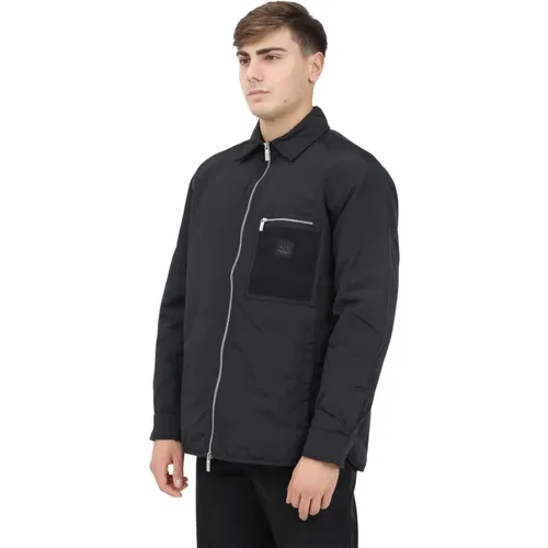 Minimalistische Schwarze Daunenjacke , Herren, Größe: L - Armani Exchange - Modalova