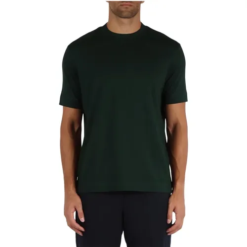 Velour Logo Baumwoll T-shirt , Herren, Größe: S - Emporio Armani - Modalova