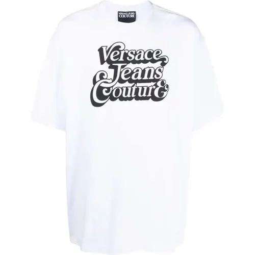 Logo-Print Weißes T-Shirt - Versace Jeans Couture - Modalova