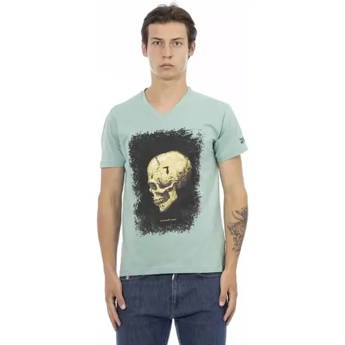 Elegantes kurzärmeliges V-Ausschnitt T-Shirt , Herren, Größe: S - Trussardi - Modalova