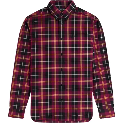 Tawny Port Tartan Shirt , male, Sizes: XL, L - Fred Perry - Modalova