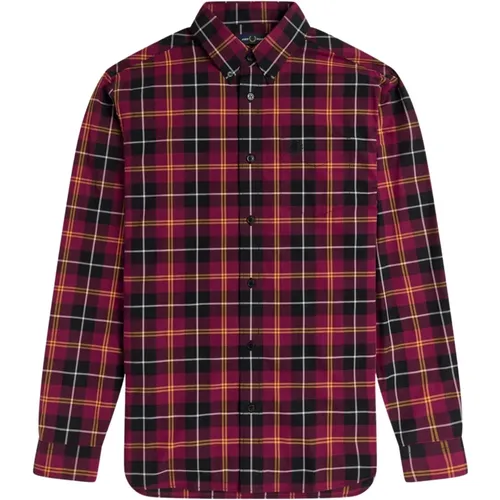 Tawny Port Tartan Shirt , male, Sizes: XL, L, M - Fred Perry - Modalova