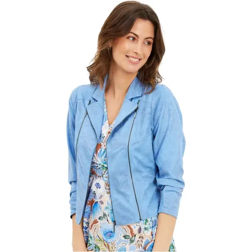 Stilvolle Blaue Jacke mit Reißverschlussdetails - IN Front - Modalova