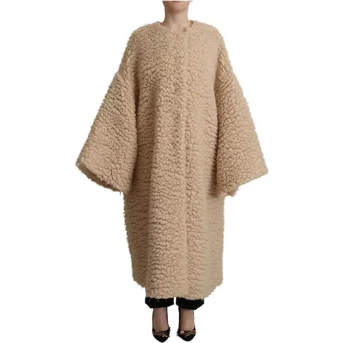 Luxury Cashmere Wool Fur Coat , female, Sizes: XS - Dolce & Gabbana - Modalova