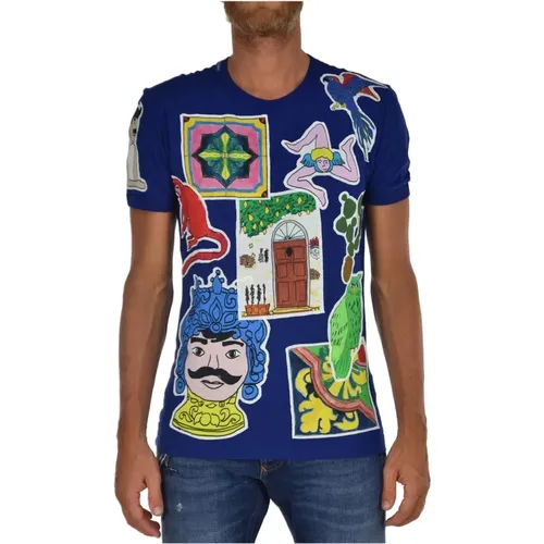 Cotton Men`s T-shirt, Style G8Fv4Tg7Fyls9000 , male, Sizes: XS - Dolce & Gabbana - Modalova