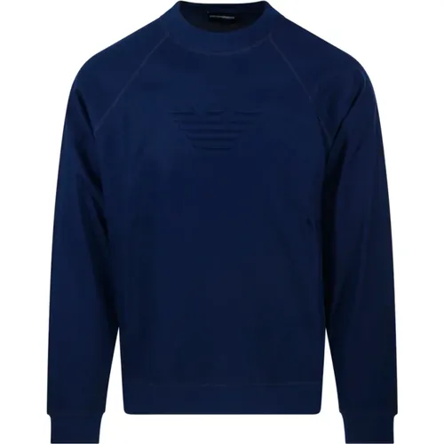 Blauer Ozean Rundhals Pullover , Herren, Größe: S - Emporio Armani - Modalova