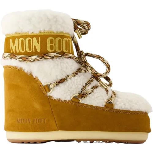 Shearling Leather Boots - /White , female, Sizes: 3 UK - moon boot - Modalova