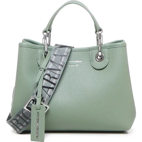 Grüne Tasche mit Gehämmerter Textur und Logo-Druck,Verstellbarer Riemen Kleine Handtasche - Emporio Armani - Modalova