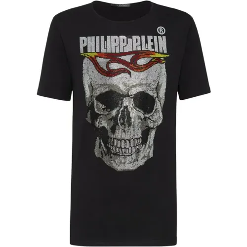 Kristallschädel Druck Rundhals T-shirt , Herren, Größe: 2XL - Philipp Plein - Modalova