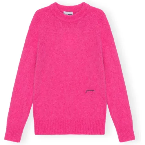Cerise Brushed Alpaca Sweater , female, Sizes: L - Ganni - Modalova