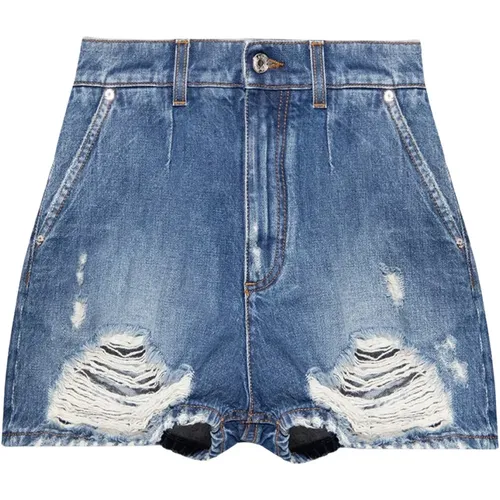 High-Waist Denim Shorts - Dolce & Gabbana - Modalova