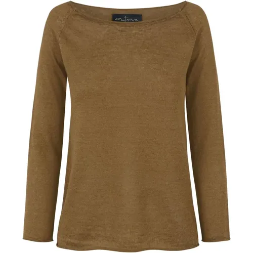 Rinen, jersey and linen stitch mustard , female, Sizes: L, 2XL, M, S, XL - Cortana - Modalova