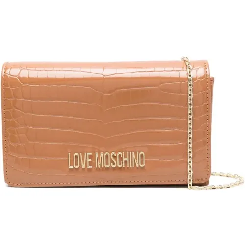 Crocodile Effect Clutch Bag , female, Sizes: ONE SIZE - Love Moschino - Modalova