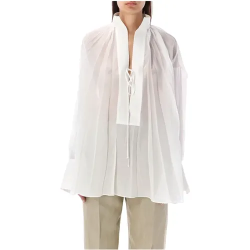 Oversized Pleated Shirt , female, Sizes: XS - Salvatore Ferragamo - Modalova