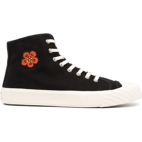 Schwarze Blumen High Top Sneakers - Kenzo - Modalova