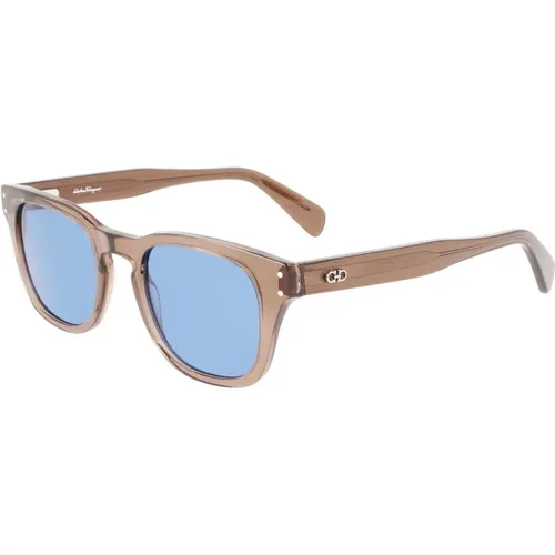 Transparent Sunglasses with Blue Lenses , unisex, Sizes: 49 MM - Salvatore Ferragamo - Modalova