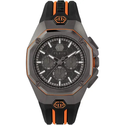 Grey Silicone Strap Quartz Watch , male, Sizes: ONE SIZE - Philipp Plein - Modalova