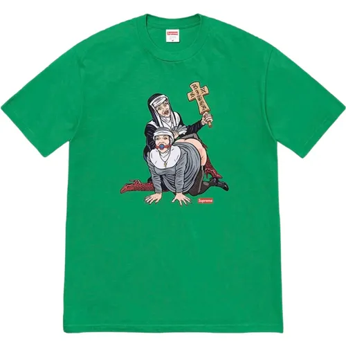 Klassisches Baumwollgrafik-T-Shirt Grün , Herren, Größe: XL - Supreme - Modalova
