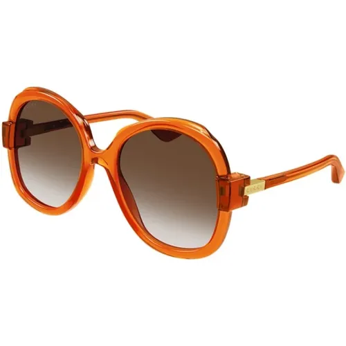 Stylish Round Sunglasses with Gradient Lenses , female, Sizes: L/XL - Gucci - Modalova