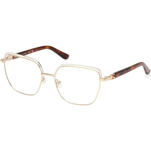 Geometric Style Metal Glasses , female, Sizes: 56 MM - Guess - Modalova