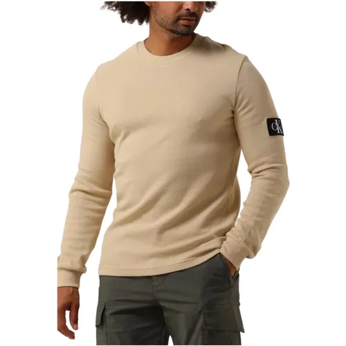 Herren Badge Waffles LS Tee , Herren, Größe: S - Calvin Klein - Modalova