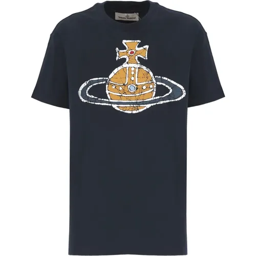Cotton T-shirt with Orb Print , female, Sizes: M, L, S - Vivienne Westwood - Modalova