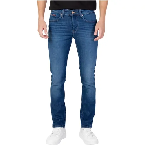 Blaue Plain Denim Jeans mit Reißverschluss , Herren, Größe: W38 L32 - Tommy Hilfiger - Modalova