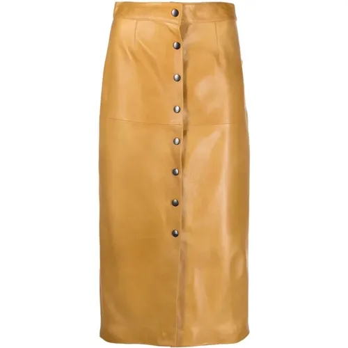 Leather Midi Skirt , female, Sizes: 2XS - Isabel marant - Modalova