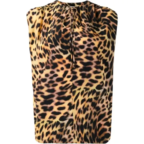 Leopard Print Silk Blouse , female, Sizes: S - Stella Mccartney - Modalova