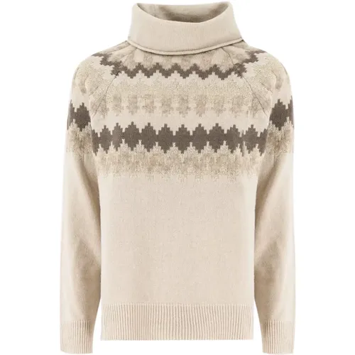 Geometrischer Muster Turtleneck Jumper , Damen, Größe: L - PANICALE - Modalova