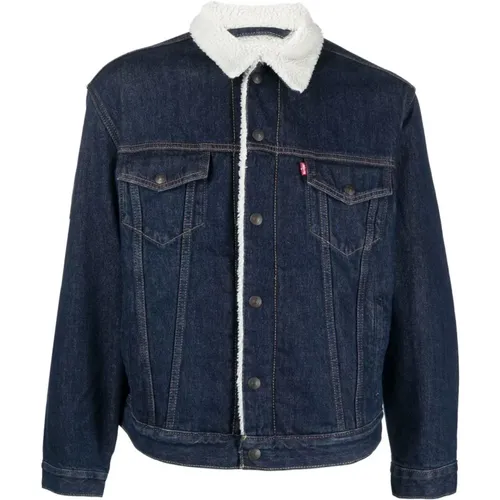 Levi's, Blaue Sherpa Trucker Jacke , Herren, Größe: S - Levis - Modalova