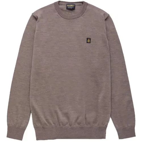 Beiger Pullover mit Frontlogo , Herren, Größe: XL - RefrigiWear - Modalova