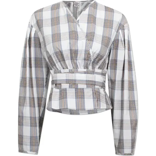 Baumwoll-Wrap-Bluse mit Schleifendetail , Damen, Größe: M - BAUM UND PFERDGARTEN - Modalova