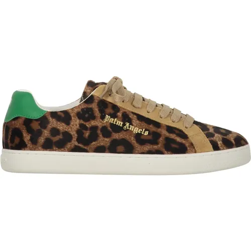 Kontrastierende Leder-Low-Top-Sneaker - Palm Angels - Modalova