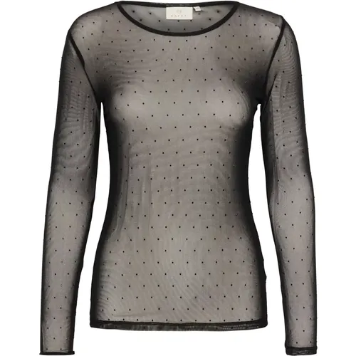 Mesh-Bluse mit Similisten-Detail , Damen, Größe: XL - Kaffe - Modalova