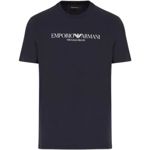 Adler Logo Baumwoll T-Shirt - Emporio Armani - Modalova