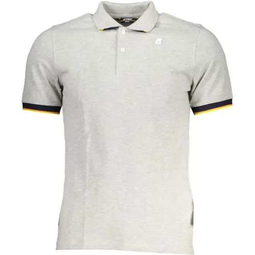 Graues Baumwoll-Poloshirt mit Kurzen Ärmeln , Herren, Größe: 2XL - K-way - Modalova