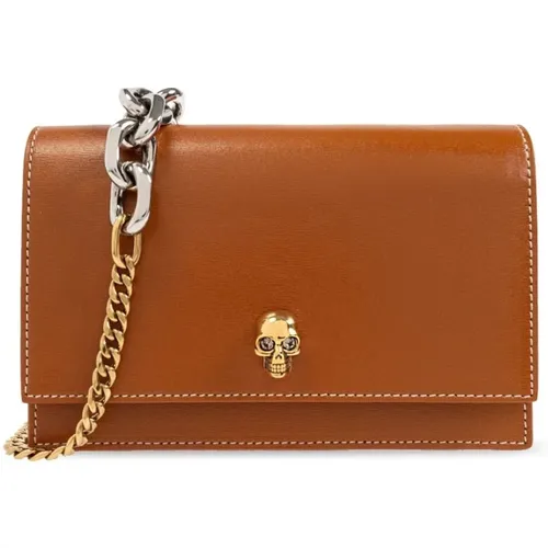 Skull Kleine Leder Tasche Beige,Luxuriöse Small Skull City Tasche in Braun - alexander mcqueen - Modalova