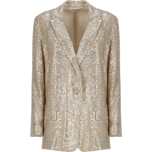 Golden Sequin Blazer Jacket Women , female, Sizes: S, XS - Antonelli Firenze - Modalova