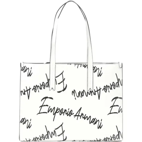 Shoulder Bag with All Over Logo Lettering , female, Sizes: ONE SIZE - Emporio Armani - Modalova