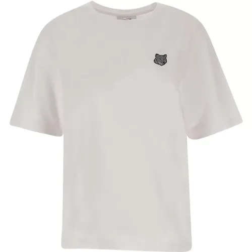 Cotton T-shirt with Fox Logo , female, Sizes: S, XS, M - Maison Kitsuné - Modalova