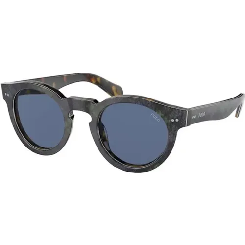 Stilvolle schwarze Sonnenbrille mit dunkelblauen Gläsern - Polo Ralph Lauren - Modalova