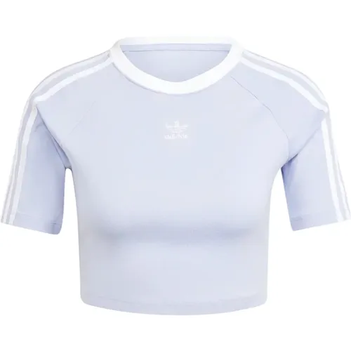 Lila 3-Streifen T-Shirt für Mädchen , Damen, Größe: M - adidas Originals - Modalova