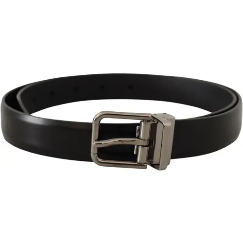 Leather Belt with Metal Buckle , male, Sizes: 85 CM - Dolce & Gabbana - Modalova