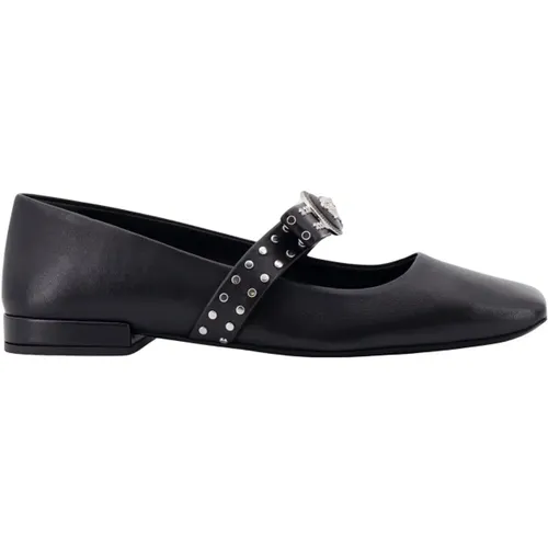 Studded Leather Ballerinas with Medusa Detail , female, Sizes: 3 UK, 7 UK, 6 UK, 4 UK - Versace - Modalova