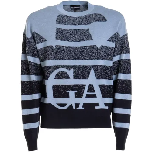 Virgin Wool Sweater with Maxi Jacquard Eagle , male, Sizes: L, M, XS - Emporio Armani - Modalova