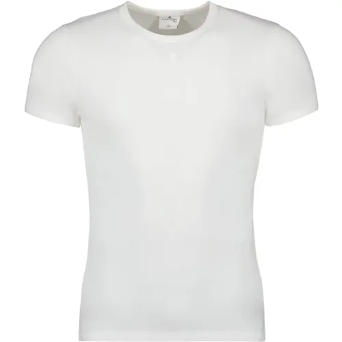 Kontrast-T-Shirt, Kurzarm, Besticktes Logo,Kontrast T-Shirt, Kurzarm, Besticktes Logo,Kontrast T-Shirt mit Besticktem Logo - Courrèges - Modalova