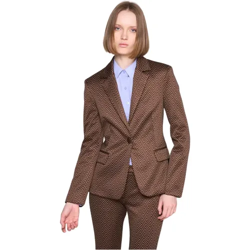 Gemusterte Einreiher-Blazer mit klassischem Revers , Damen, Größe: L - Silvian Heach - Modalova